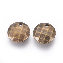 Пластиковые прелести ccb, плоские круглые граненые, античная бронза, 14x5 мм, отверстие : 2 мм
