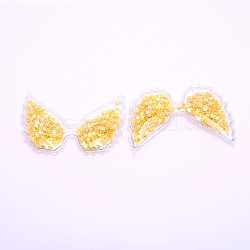 Pvc con accesorios de resina, diy para accesorios de horquilla, Polvo de brillo, alas de ángel, amarillo, 46x70x4mm