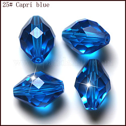 Imitazione branelli di cristallo austriaco, grado aaa, sfaccettato, bicono, dodger blu, 8x11mm, Foro: 0.9~1 mm