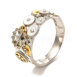 Geometría con anillo de dedo de engranaje para hombres y mujeres., banda ancha de aleación creativa, acero color oro y acero, nosotros tamaño 9 (18.9 mm)