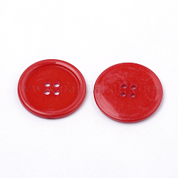 4-отверстие кнопки акриловые, плоско-круглые, красные, 38x4 мм, отверстие : 3 мм