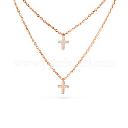 Tinysand cz jewelry 925 серебро кубический цирконий крест кулон двухъярусные ожерелья, розовое золото , 21 дюйм, 18 дюйм