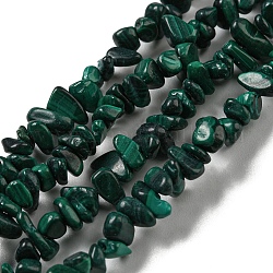 Chapelets de perles en malachite naturelle, puce, 1.5~5x3~13x2~8mm, Trou: 0.6mm, 30.94~31.97'' (78.6~81.2 cm)