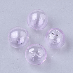 Handgemachten durchgebrannten Glasperlen, Runde, Violett, 14x14 mm, Bohrung: 1~2 mm