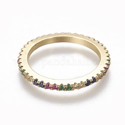 Cubic Zirconia Rings, with Brass Findings, Real 18K Gold Plated, Size 6, 16mm