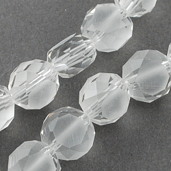 Mattglas Perlen Stränge, facettiert, Flachrund, Transparent, 10x7 mm, Bohrung: 1 mm