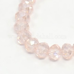 Chapelets de perles en verre électroplaqué, de couleur plaquée ab , facette, rondelle, rose, 3x2mm, Trou: 1mm, Environ 100 pcs/chapelet, 10 pouce