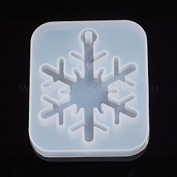 Рождественские снежинки, силиконовые Молды для литья смолы, для уф-смолы, изготовление ювелирных изделий из эпоксидной смолы, белые, 93x77x10 мм, Внутренние размеры: 81x63 mm, отверстие : 5 мм