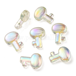 Placage uv perles acryliques transparentes irisées arc-en-ciel, clé, couleur mixte, 26.5x19x7.5mm, Trou: 2.7mm