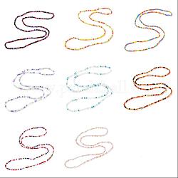 8 pièces 8 couleurs perles de taille, chaîne de corps extensible en graines de verre étincelantes, bijoux de bikini de mode pour les femmes, couleur mixte, 31-1/2~32-1/4 pouce (80~82 cm), 1 pc / couleur