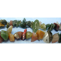 Copeaux de pierres fines naturelles, agate indienne, pierres puce pour le bricolage fabrication de bijoux, longueur d'environ 5~8 mm , trou: environ 0.3 mm, 33 pouce