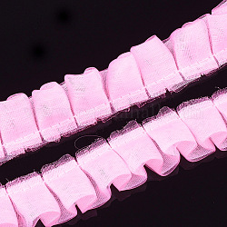 Лентой из органзы, плиссированная / двойная лента с оборками, розовый жемчуг, 19~23 мм, 30 м / пачка