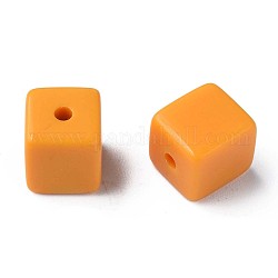 Perline acrilico opaco, cubo, arancione, 10.5x9.5x9.5mm, Foro: 2 mm, circa 490pcs/500g