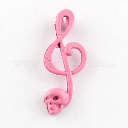Lovely Musical Note Pendants for Necklace Making, Spray Painted Cadmium Free & Lead Free Alloy Pendants, Pink, 39x15x5mm, Hole: 3mm