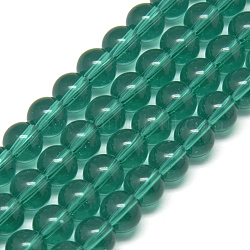 Glass Beads Strands, Round, Teal, 4mm, Hole: 0.5mm, about 84pcs/strand, 13 inch