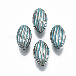CCB perles en plastique, ovale ondulé, turquoise, 15x9mm, Trou: 1.5mm