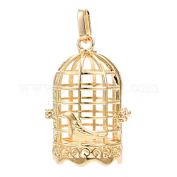 Pendentifs de cage en laiton, pour faire des colliers à pendentif carillon, cage à oiseaux, or clair, 38x26x22mm, Trou: 4x8mm, mesure intérieure: 18x23 mm