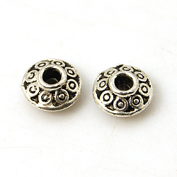 Tibetan Style Spacer Beads, Rondelle, Antique Silver, 6x3mm, Hole: 2mm