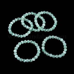 Bracelet extensible en perles rondes en sélénite naturelle teinte pour femmes, aigue-marine, diamètre intérieur: 2-1/2 pouce (6.2 cm), perles: 8.5 mm