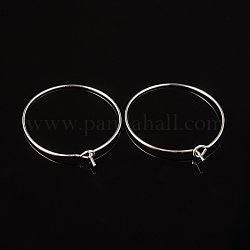Cerchi per orecchini in ottone placcato color argento, vino anelli di fascino di vetro, 20 gauge, 25x0.8mm