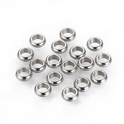 201 Stainless Steel Spacer Beads, Donut, Stainless Steel Color, 4.5x1.7mm, Hole: 2.7mm