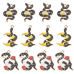 SUNNYCLUE 1 Box 24Pcs Snake Charms Gothic Charms Tarot Style Enamel Sun Moon Red Rose Charm Boa Snakes Halloween Skull Skeleton Charm for Jewelry Making Charms Earrings Necklace Bracelet DIY Craft