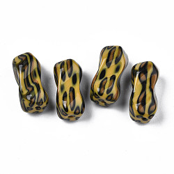 Perles acryliques bicolores, avec motif léopard, pierre d'imitation, torsion, Pérou, 30x15.5x14.5mm, Trou: 2mm