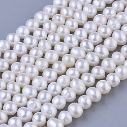Hebras de perlas de perlas de agua dulce cultivadas naturales de papa, blanco cremoso, 4~5mm, agujero: 0.5 mm, aproximamente 75~107 pcs / cadena, 13.3 pulgada ~ 15 pulgadas