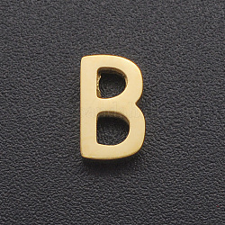 201 Edelstahl Anhänger / charms, für einfache Halskettenherstellung, Laserschnitt, Buchstabe, golden, letter.b, 8x5x3 mm, Bohrung: 1.8 mm