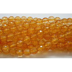 Synthetic Citrine Beads Strands, Dyed & Heated, Faceted, Round, 6mm, Hole: 0.8mm