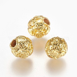 Perles en alliage, Plaqué longue durée, rondelle avec des pièces de cuivre, véritable 18k plaqué or, 8mm, Trou: 2.5mm