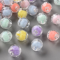 Transparente Acryl Perlen, Perle in Perlen, facettiert, Runde, Mischfarbe, 8x7.5 mm, Bohrung: 2 mm, ca. 2000 Stk. / 500 g