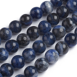 Chapelets de perles en sodalite naturelle, ronde, 8~8.5mm, Trou: 0.7mm, Environ 47 pcs/chapelet, 14.57 pouce (37 cm)