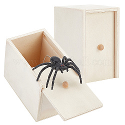Spinnen-Streichkiste, lustige Überraschungsbox aus Holz, Gags Scherz Angst Spielzeug Neuheit Halloween Geschenke für Freunde, rauchig, 92x58x64 mm