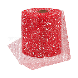 Nastri decorativi in rete, tessuto di tulle, Tessuto di bobina di rullo di tulle per la realizzazione di gonna, rosso, 150mm, circa 16~18iarde/rotolo