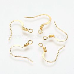 Brass French Earring Hooks, with Horizontal Loop, Flat Earring Hooks, Nickel Free, Golden, 17mm, Hole: 2mm