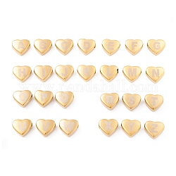 Vacuum Plating 304 Stainless Steel Beads, Heart with Letter A~Z, Golden, 11x12x5mm, Hole: 2mm, 26pcs/set