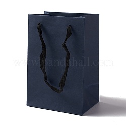 Бумажные мешки, с ручками из ленты, подарочные пакеты, сумки для покупок, прямоугольные, берлинская лазурь, 18x12x8.6см; складка: 18x12x0.4 см