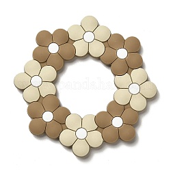 Perles focales en silicone à fleurs, perles de dentition en silicone, chameau, 90x90x9mm, diamètre intérieur: 41 mm