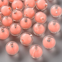 Perles en acrylique transparente, Perle en bourrelet, ronde, Saumon, 11.5x11mm, Trou: 2mm, environ 520 pcs/500 g