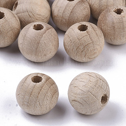 Бусины из натурального бука, круглые незаконченные деревянные бусы, неокрашенными, без свинца, papayawhip, 13.5~14x13 мм, отверстие : 3 мм