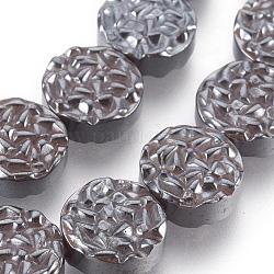 Chapelets de perles hématite électrolytique synthétique sans magnétique, plat rond, hématite plaqué, 10x4mm, Trou: 1mm, Environ 40 pcs/chapelet, 15.94 pouce (40.5 cm)
