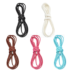 Fingerinspire 5Pcs 5 Colors  Flat Imitation Leather Cord, for Bag Strap Making, Mixed Color, 3x0.8mm, 1 color/pc
