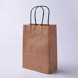 Sacchetti di carta regalo sacchetti di carta kraft, sacchetto di carta marrone, rettangolo con striscia diagonale, cammello, 21x15x8cm