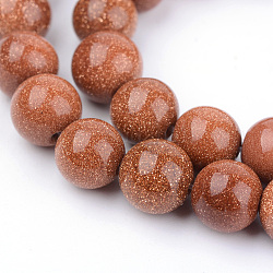 Perle sintetiche Goldstone fili, tondo, 10~10.5mm, Foro: 1.2 mm, circa 36pcs/filo, 15.5 pollice