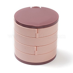Caja de almacenamiento de joyería de plástico giratoria de 4 capa, con espejo, Para el anillo, pendiente y collar, cilindro, marrón rosado, 10.6x10.4x10.1 cm