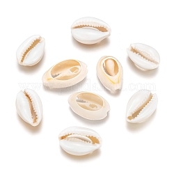Cowrie Shell Beads, with Enamel, No Hole/Undrilled, White, 20~26x13~18x5~7mm