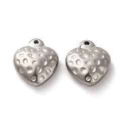 San valentino 304 ciondoli in acciaio inossidabile, fascino cuore, colore acciaio inossidabile, 14x12.5x5.5mm, Foro: 1 mm