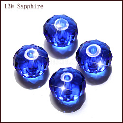 Perles d'imitation cristal autrichien, grade AAA, facette, rondelle, bleu, 8x5.5mm, Trou: 0.9~1mm