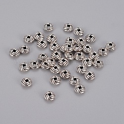Perles séparateurs de style tibétain , donut, argent antique, sans plomb & sans nickel & sans cadmium , environ 6.5 mm de large, épaisseur de 3mm, Trou: 1.5mm